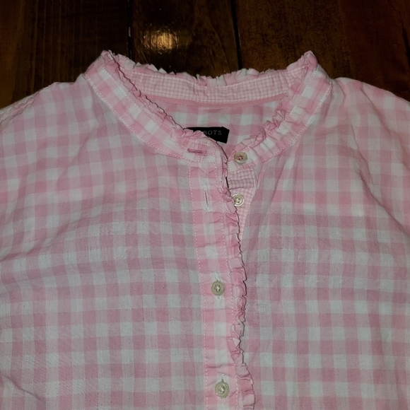 Talbots Large Petite Pink & White Gingham Long Sleeve Top - Picture 3 of 12